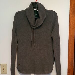 NWT Lauren Ralph Lauren 100% Cotton Dark Olive Green Cowl Neck Sweater Sz L
